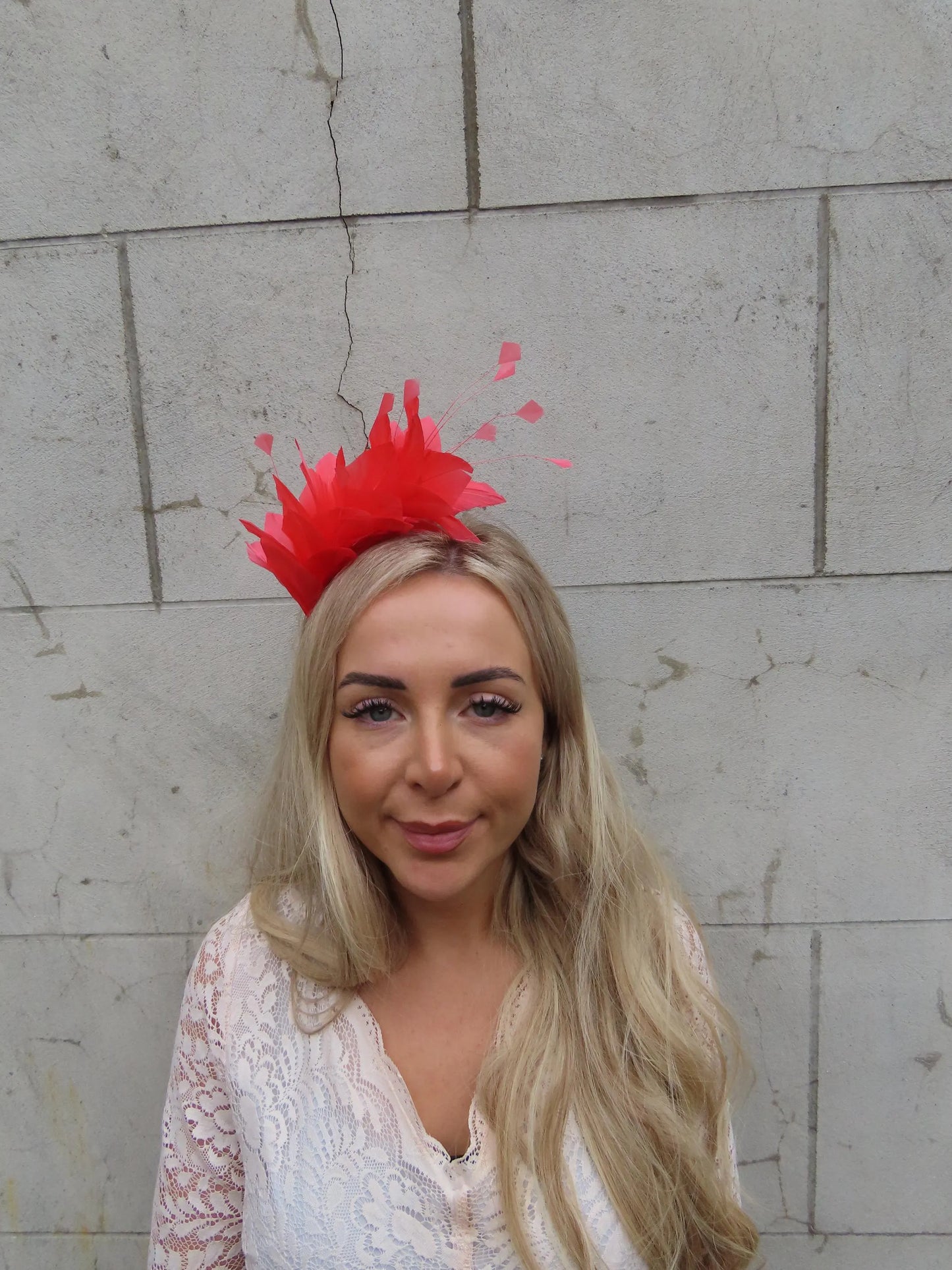 Coral Feather Fascinator