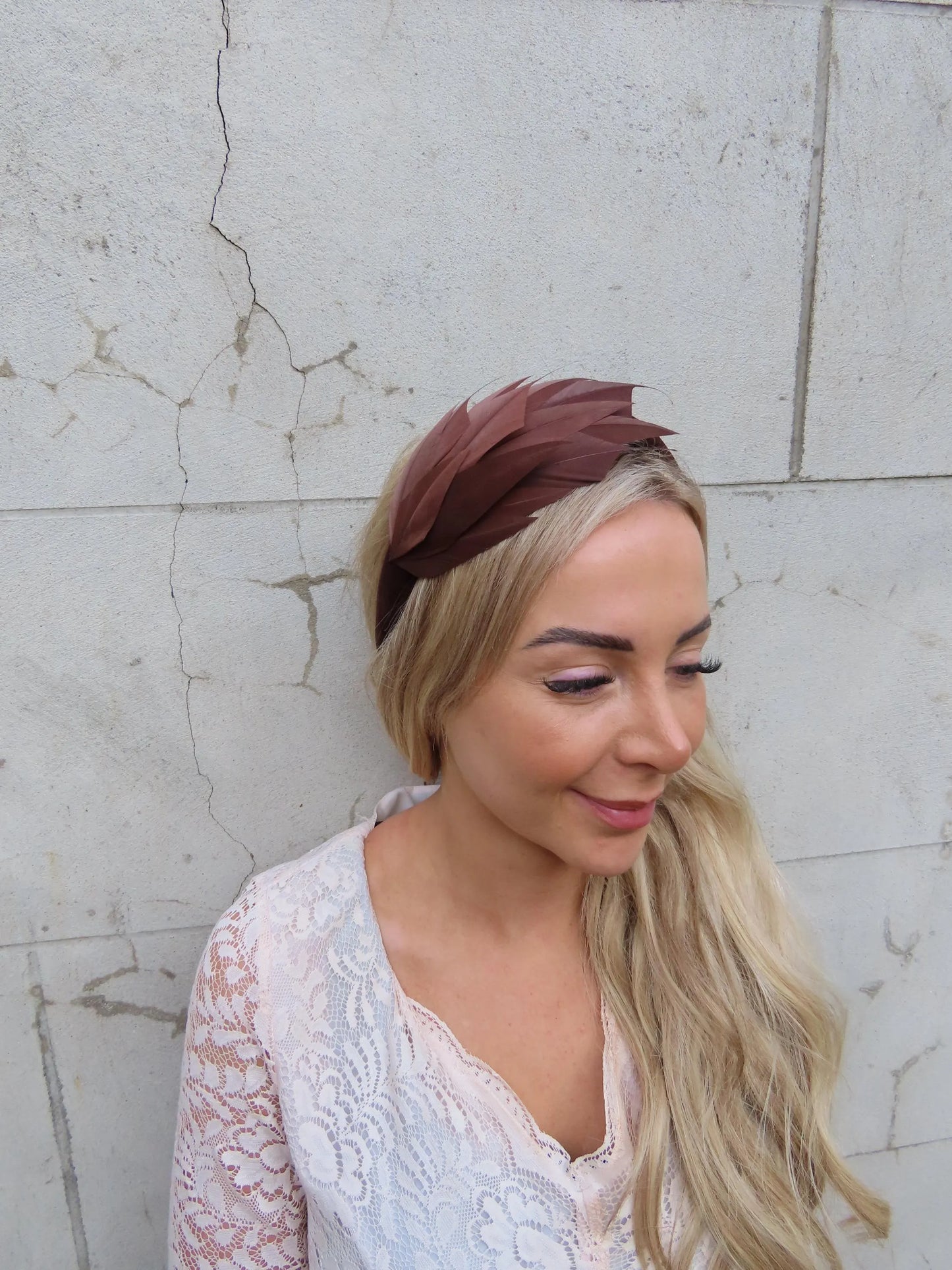 Dark Brown Feather Fascinator Headband
