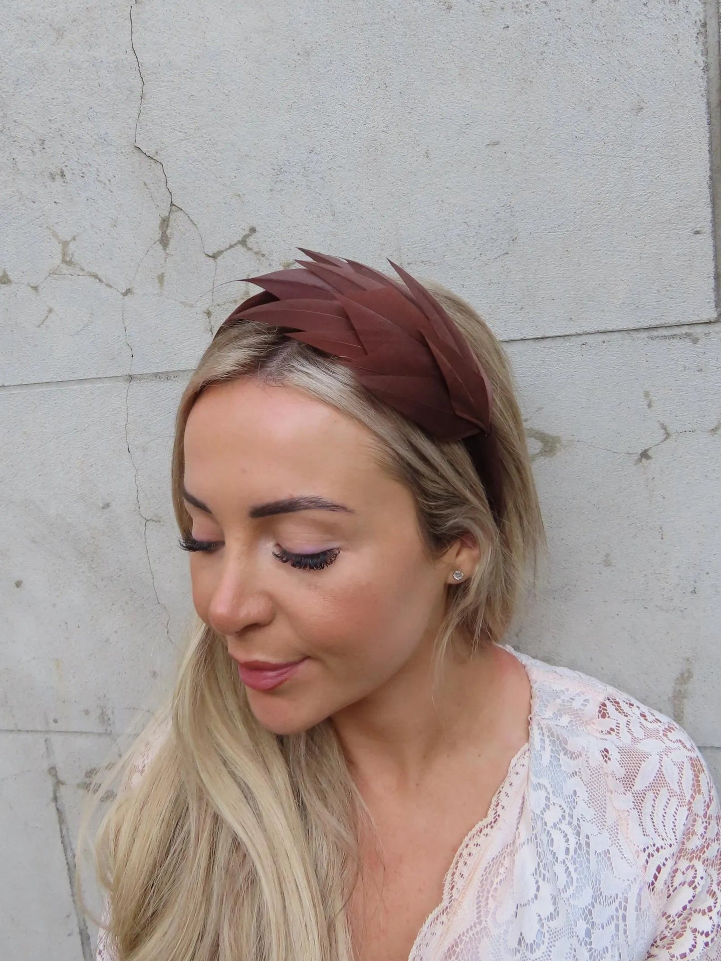 Dark Brown Feather Fascinator Headband