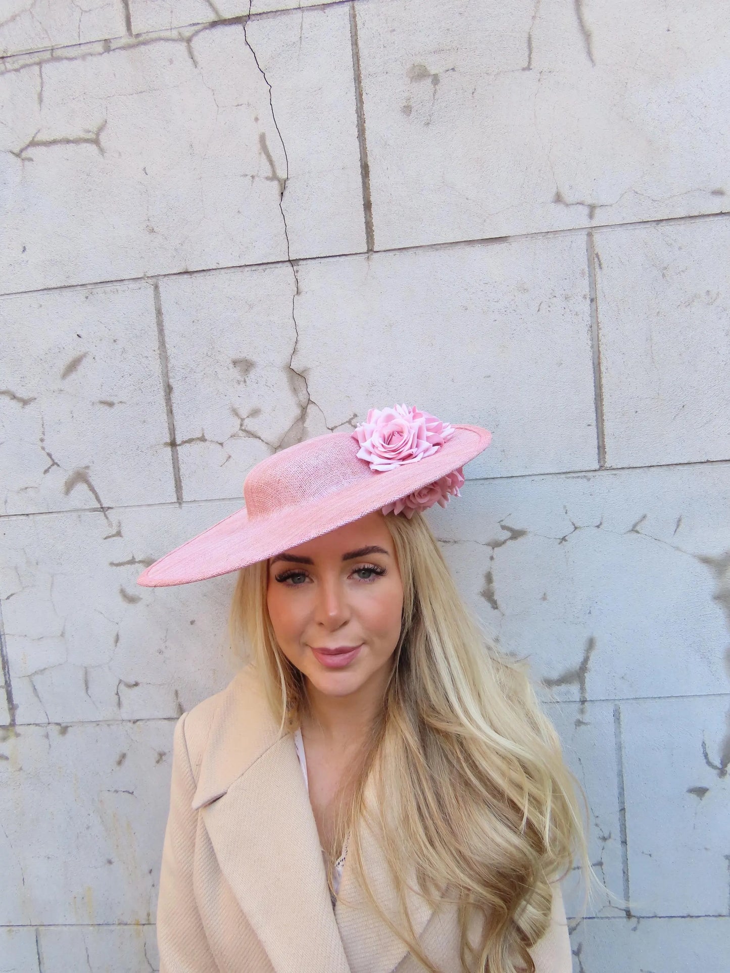 Dusky Pink Floral Boater Hat