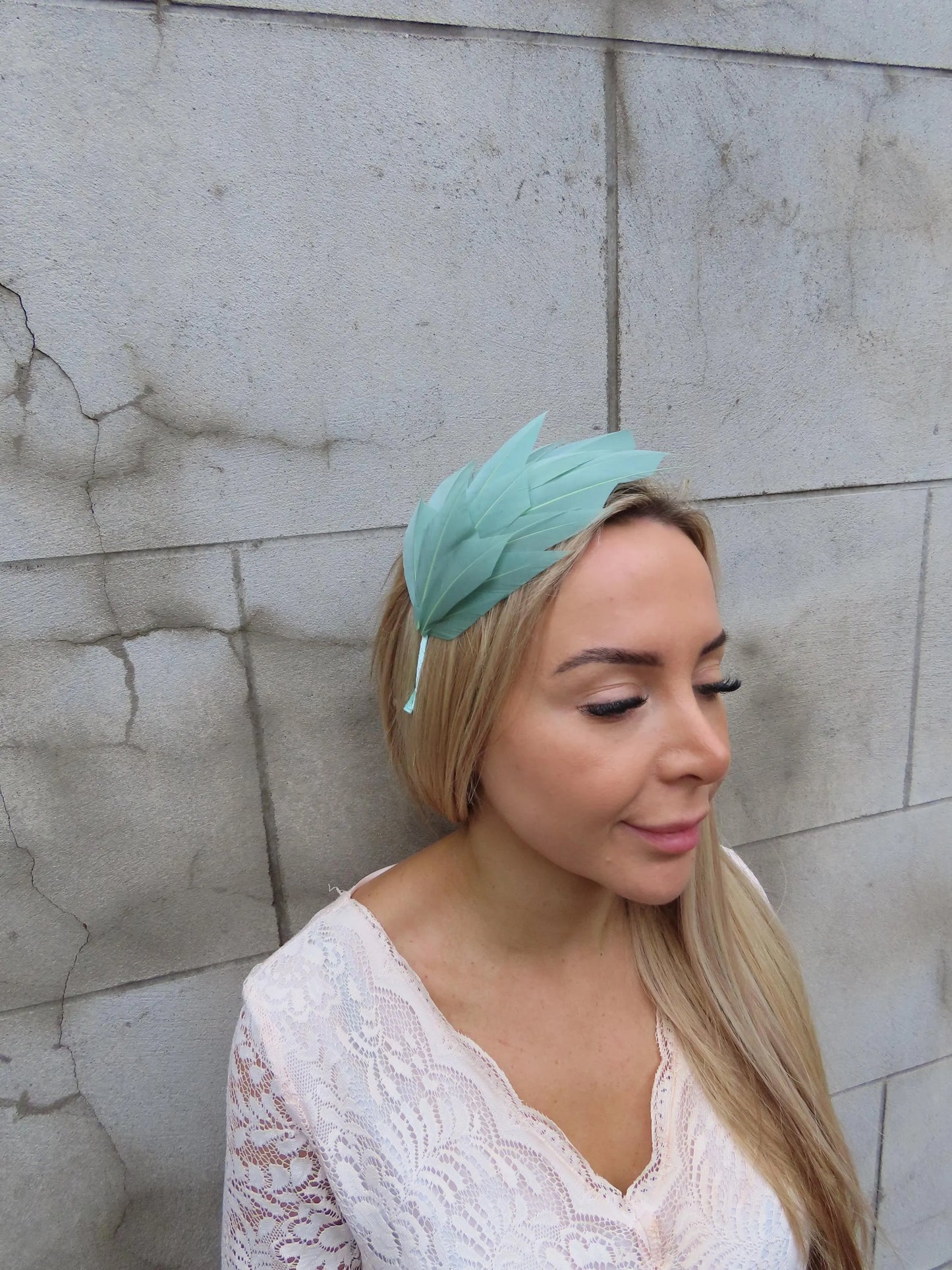 Sage Green Feather Headpiece
