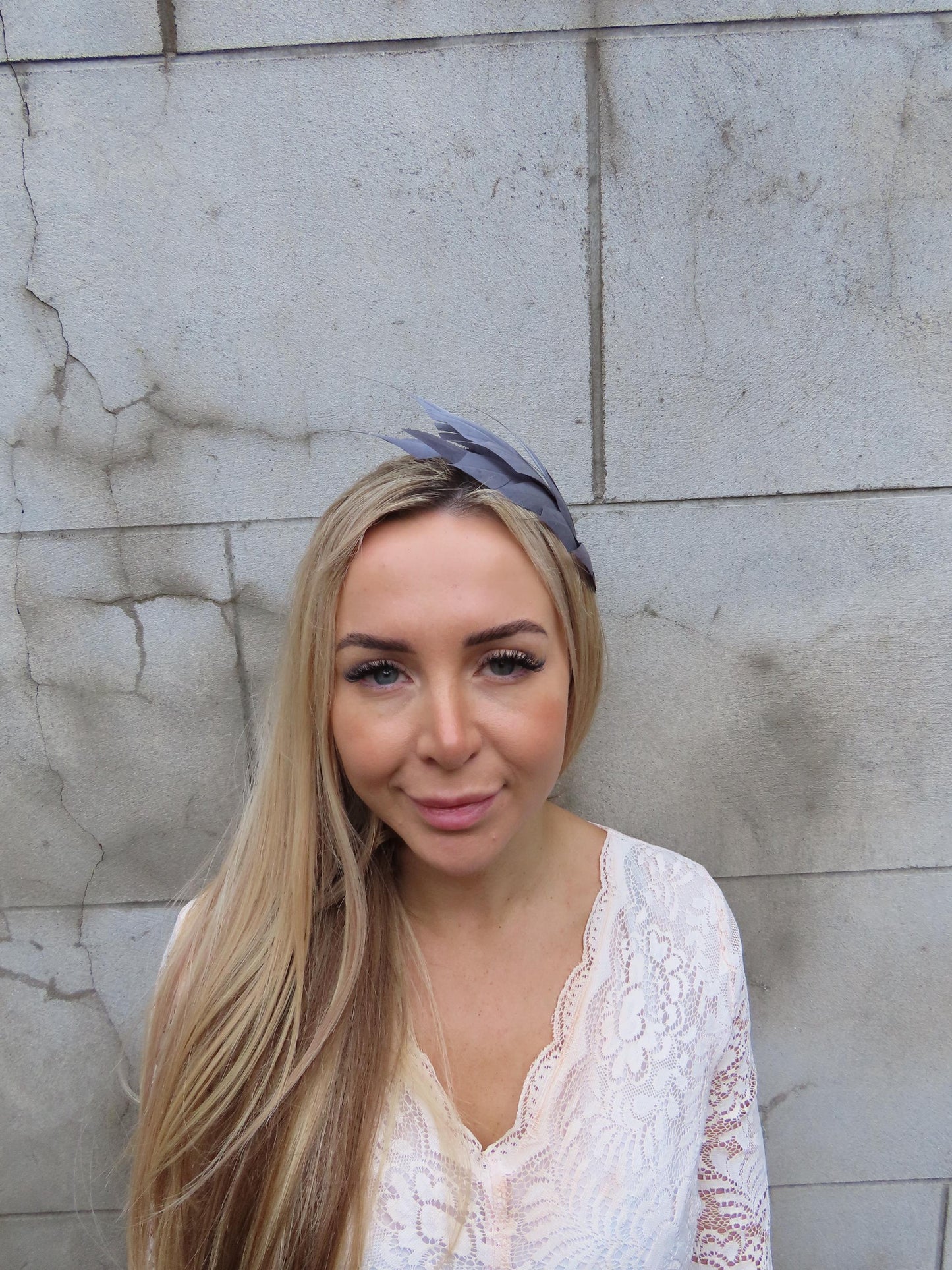 Dark Grey Feather Headpiece