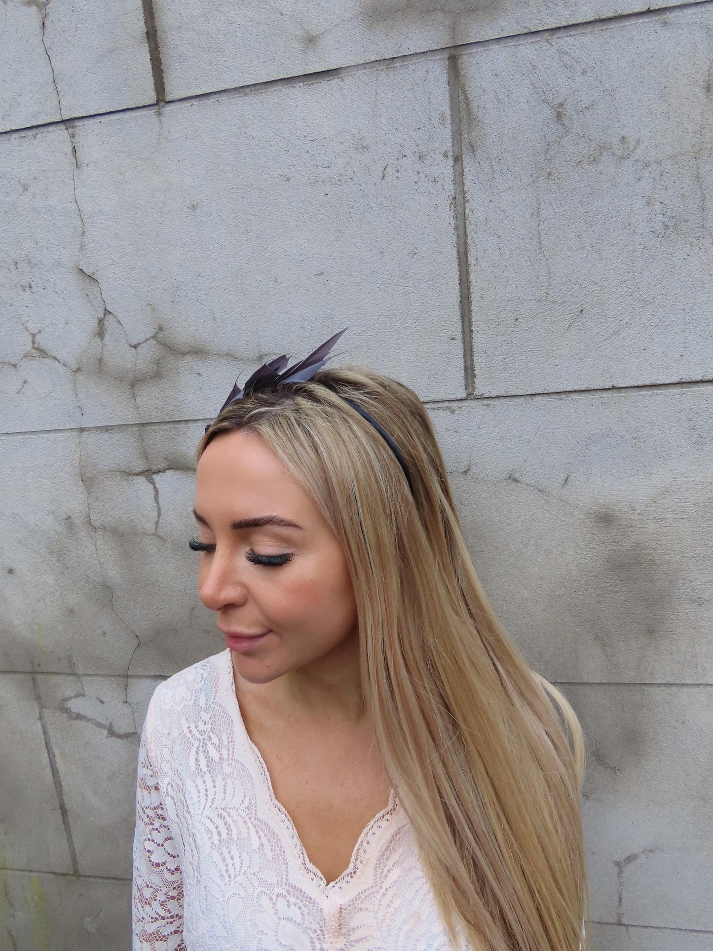 Dark Grey Feather Headpiece
