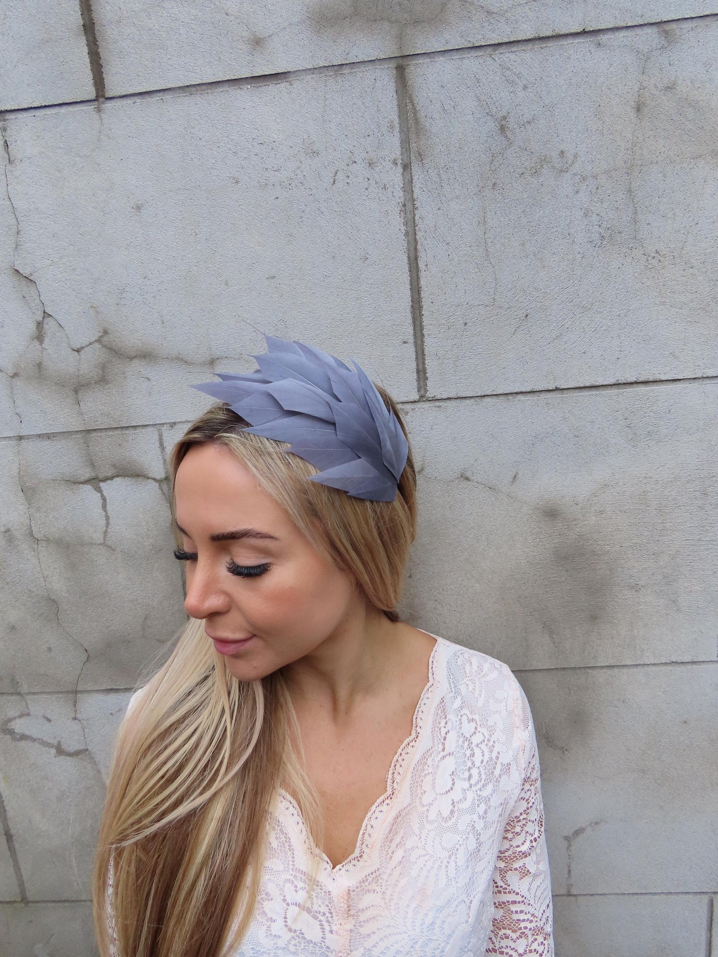 Dark Grey Feather Headpiece