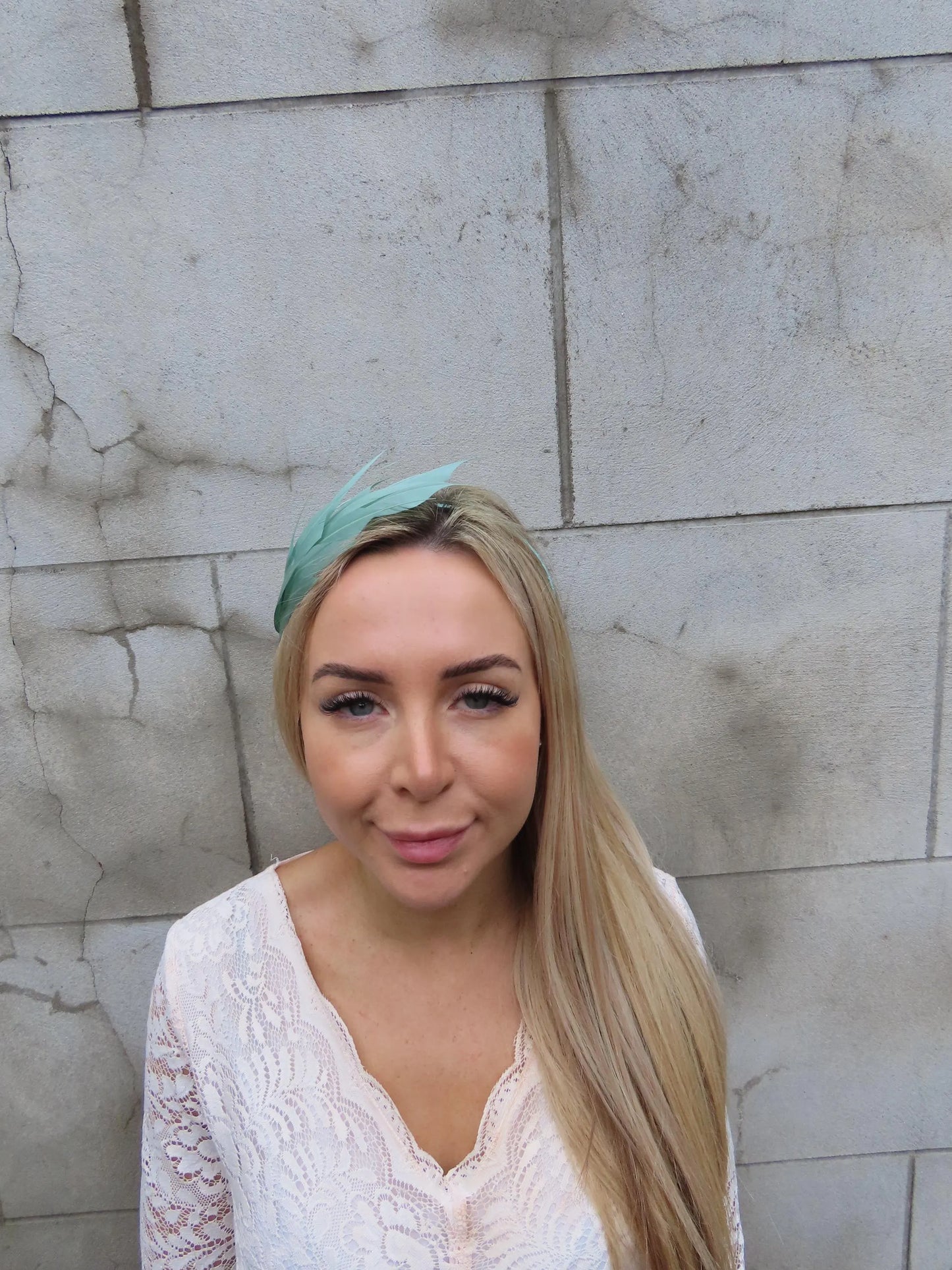 Sage Green Feather Headpiece