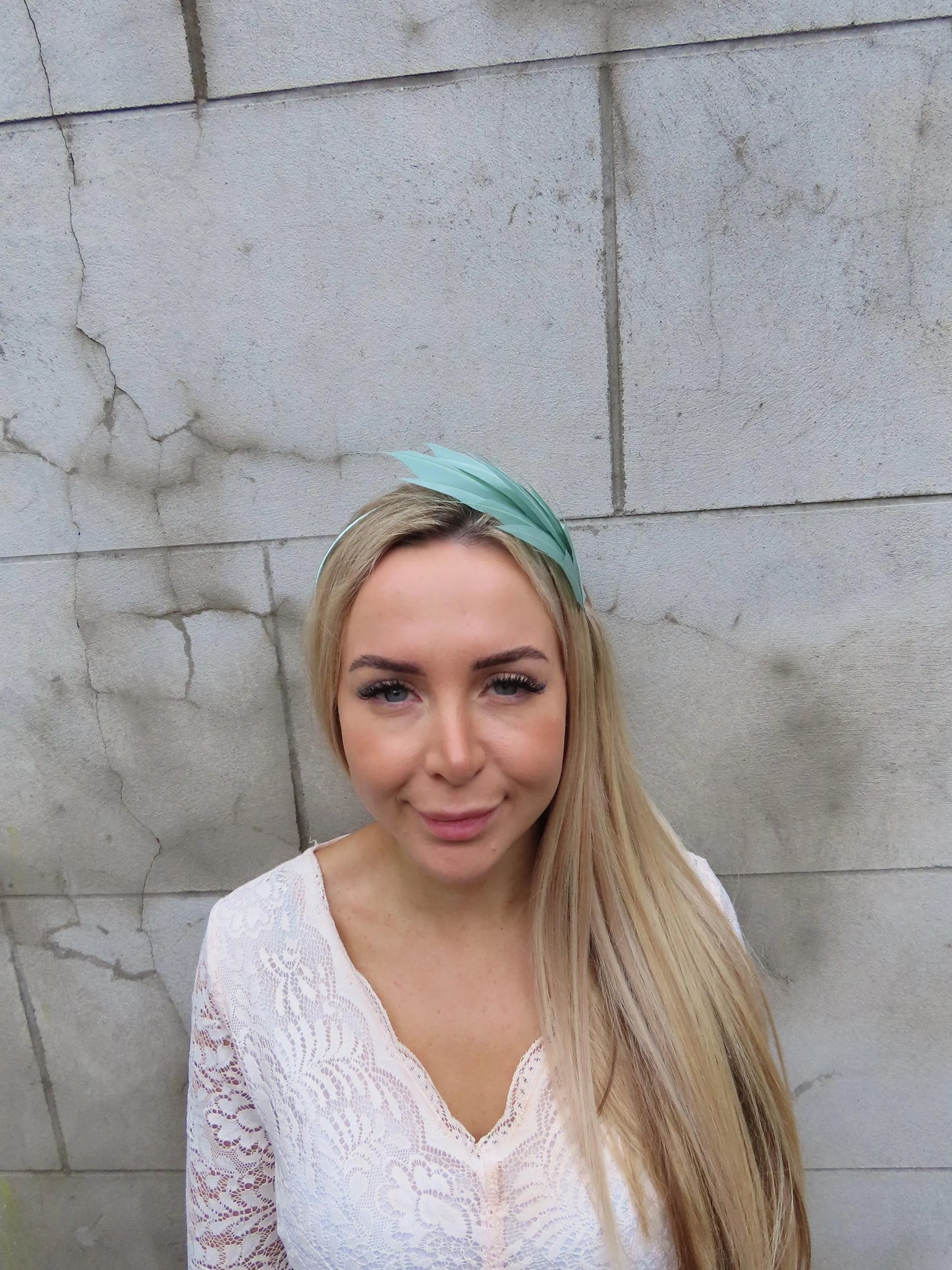 Sage Green Feather Headpiece