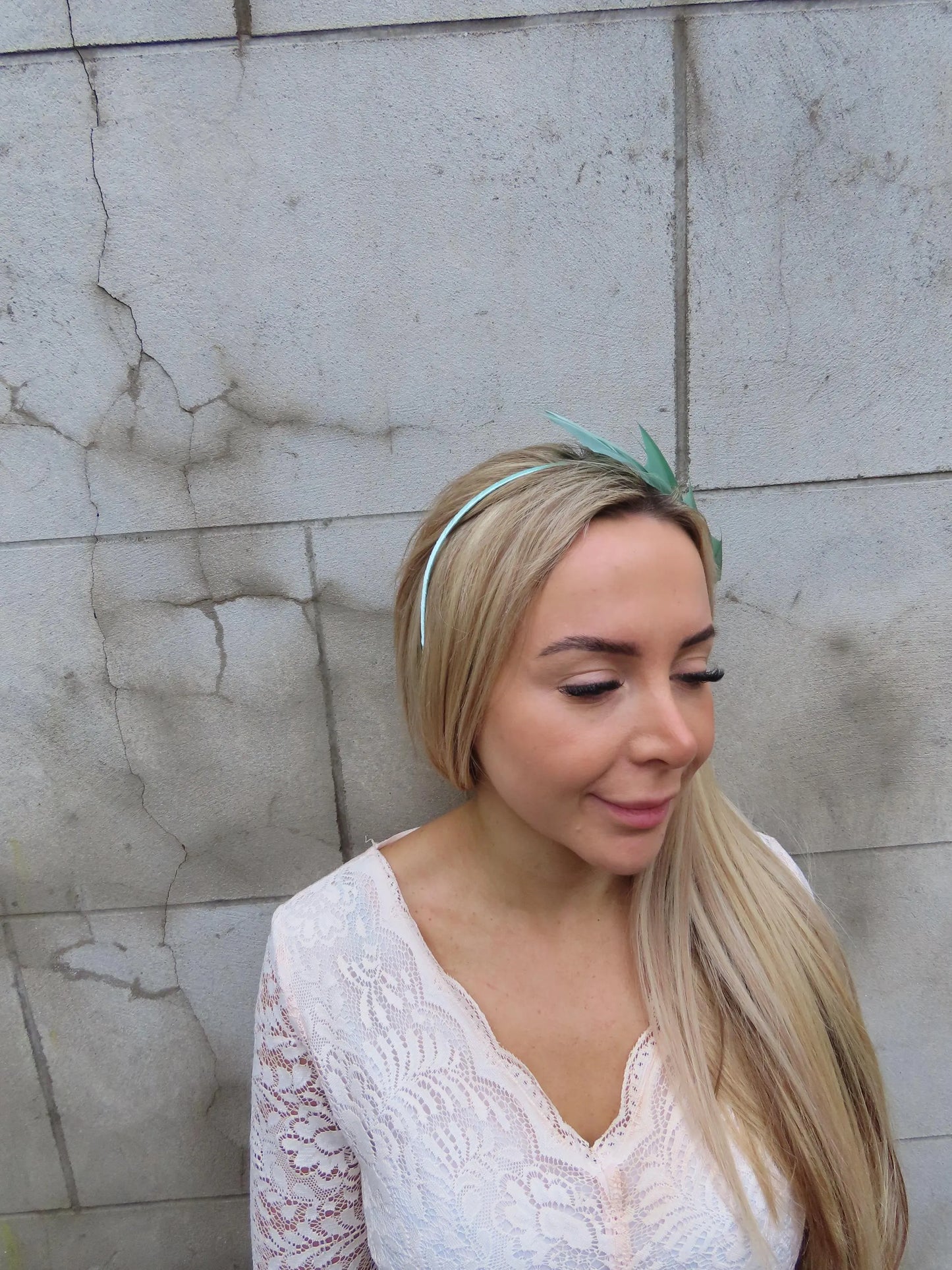 Sage Green Feather Headpiece