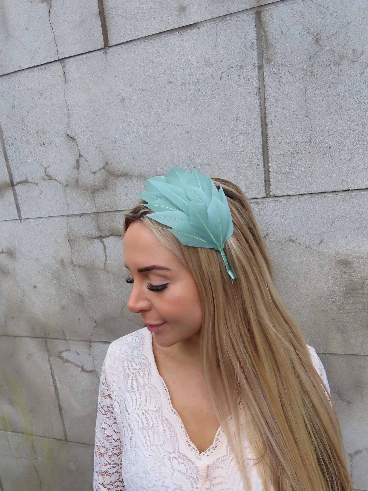 Sage Green Feather Headpiece