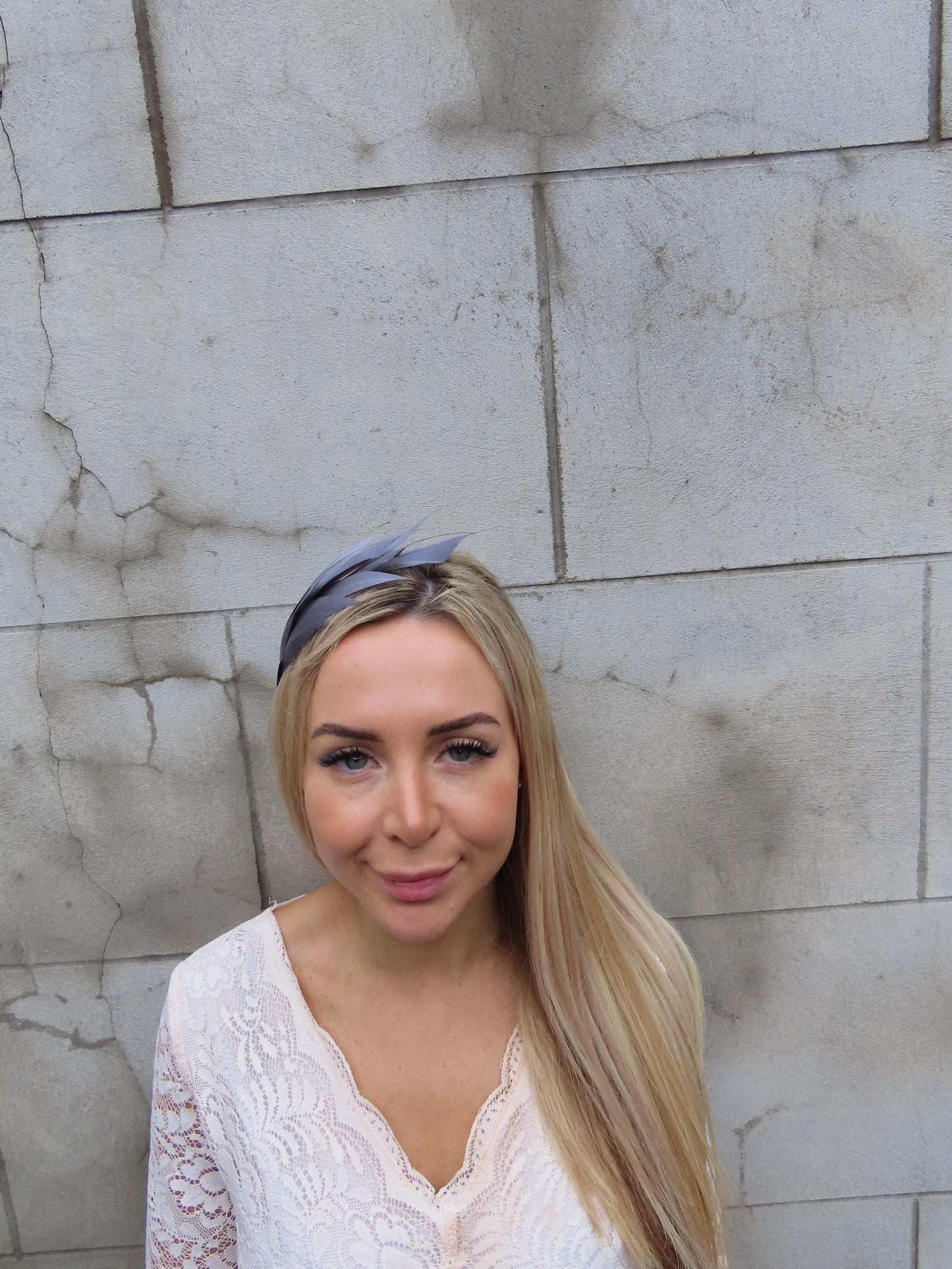 Dark Grey Feather Headpiece