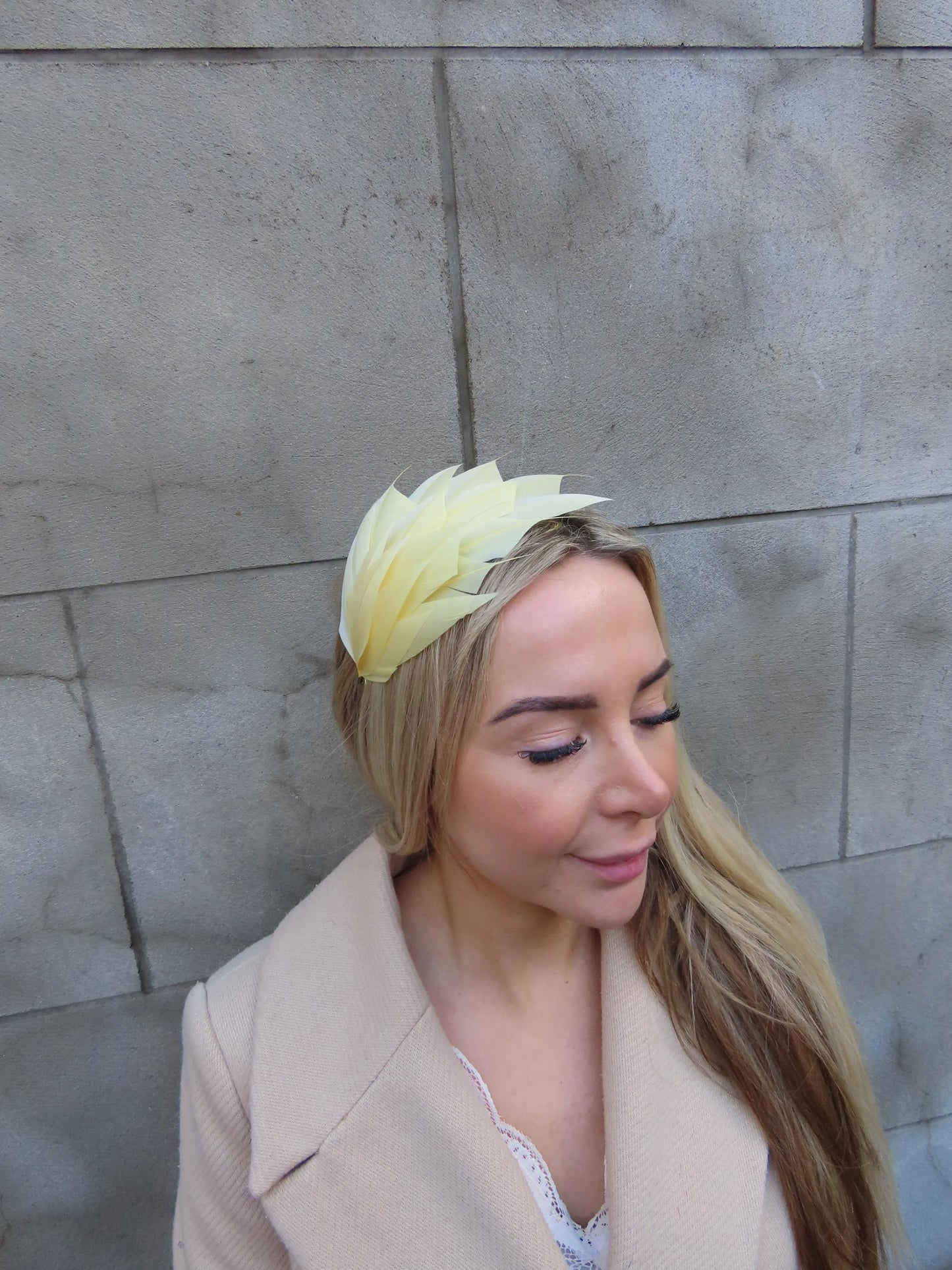 Butter Yellow Feather Thin Headband Fascinator