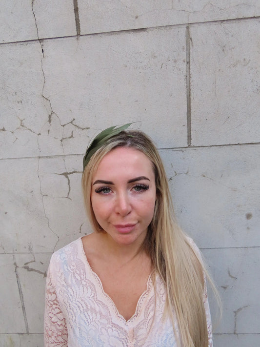 Olive Green Feather Headpiece