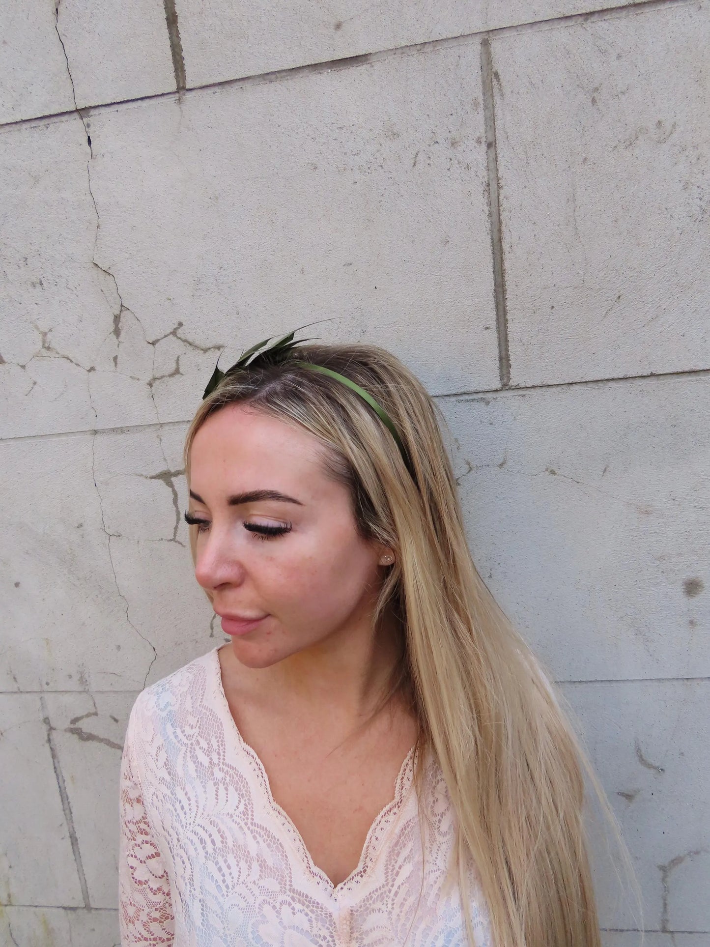 Olive Green Feather Headpiece