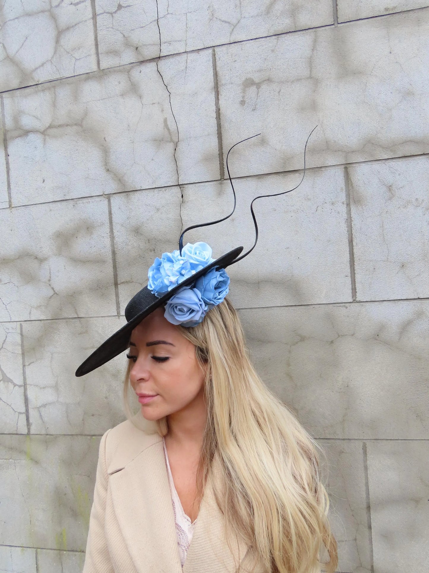 Black & Cornflower Blue Floral Hatinator