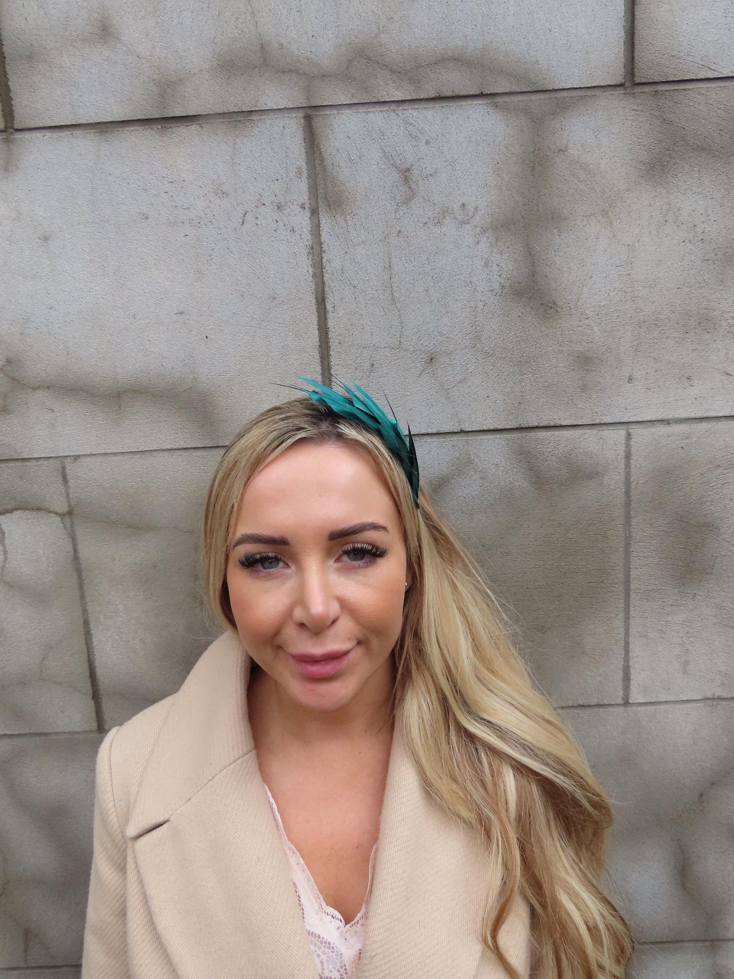 Bottle Teal Green Feather Fascinator Headpiece