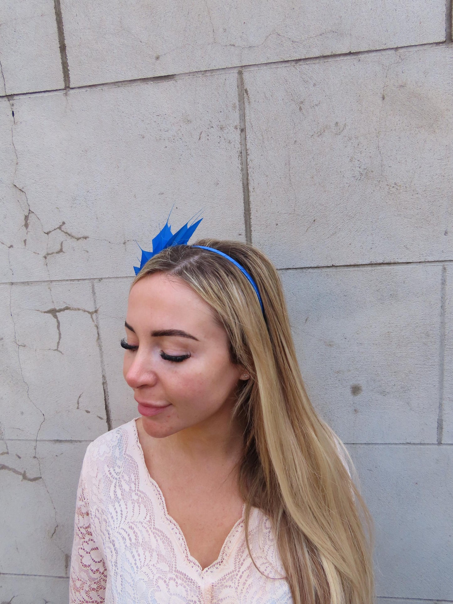 Cobalt Blue Spiky Feather Headpiece