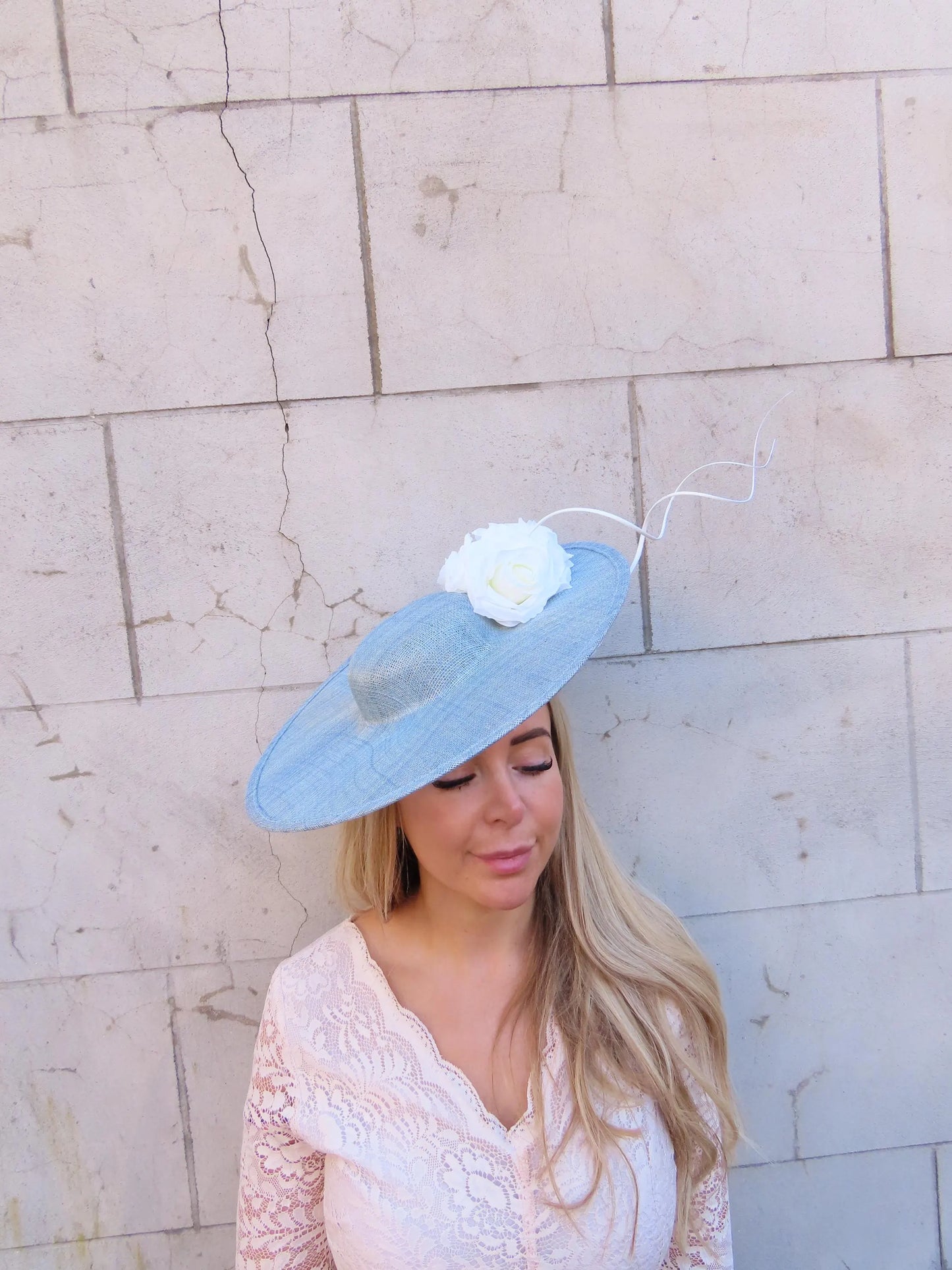 Light Blue & Cream Boater Hat Fascinator