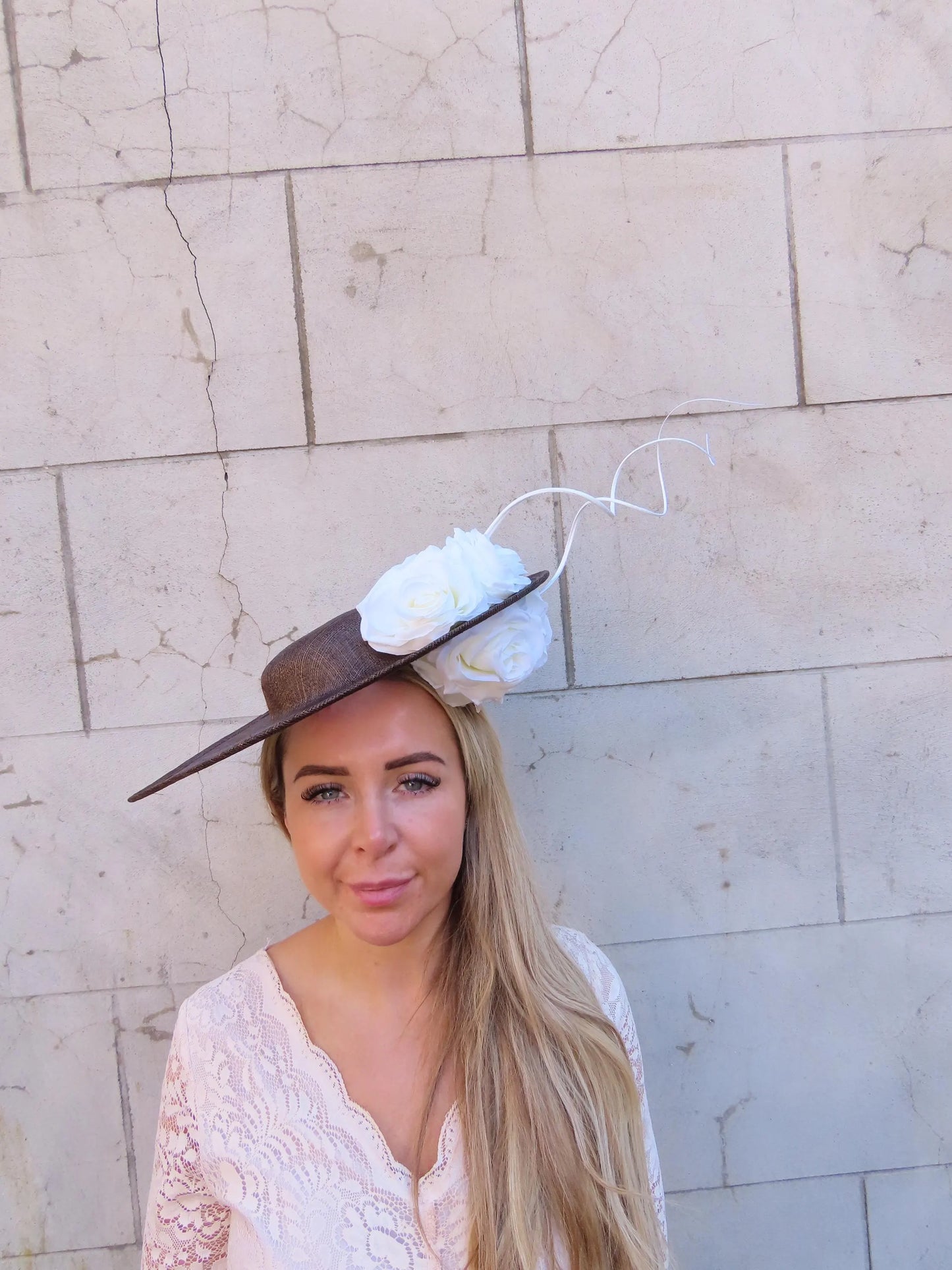 Dark Brown & Cream Boater Hat