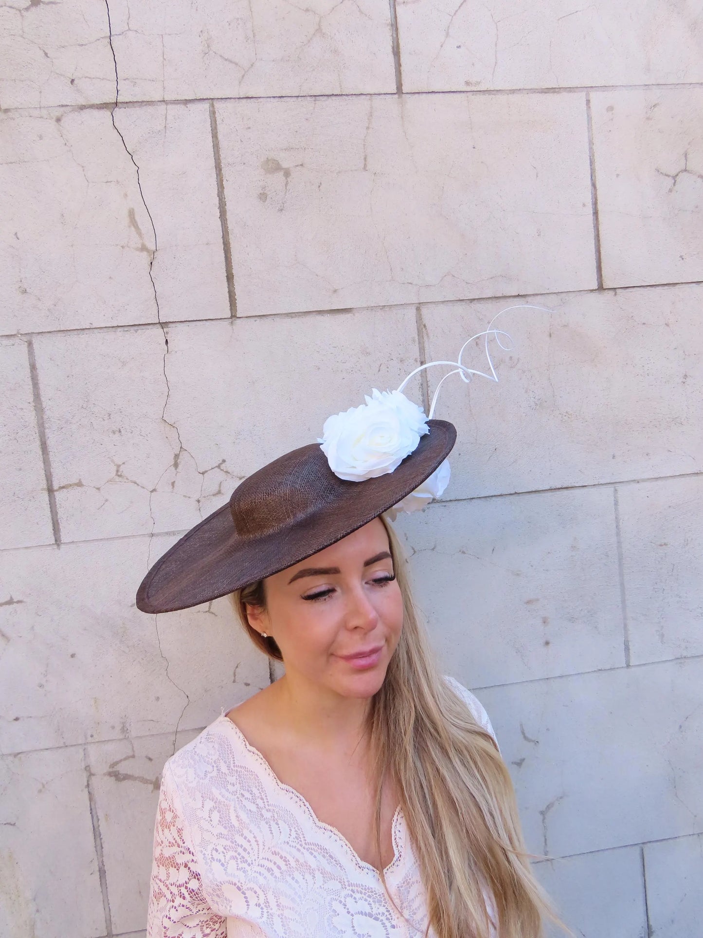 Dark Brown & Cream Boater Hat