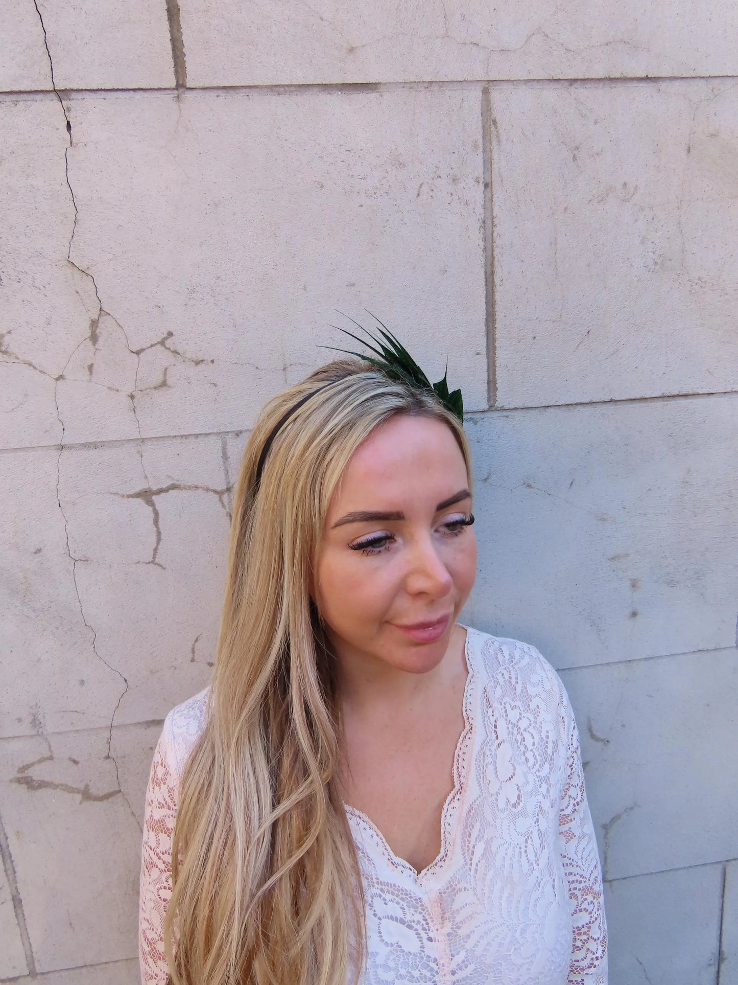 Emerald Green Spotted Feather Headpiece