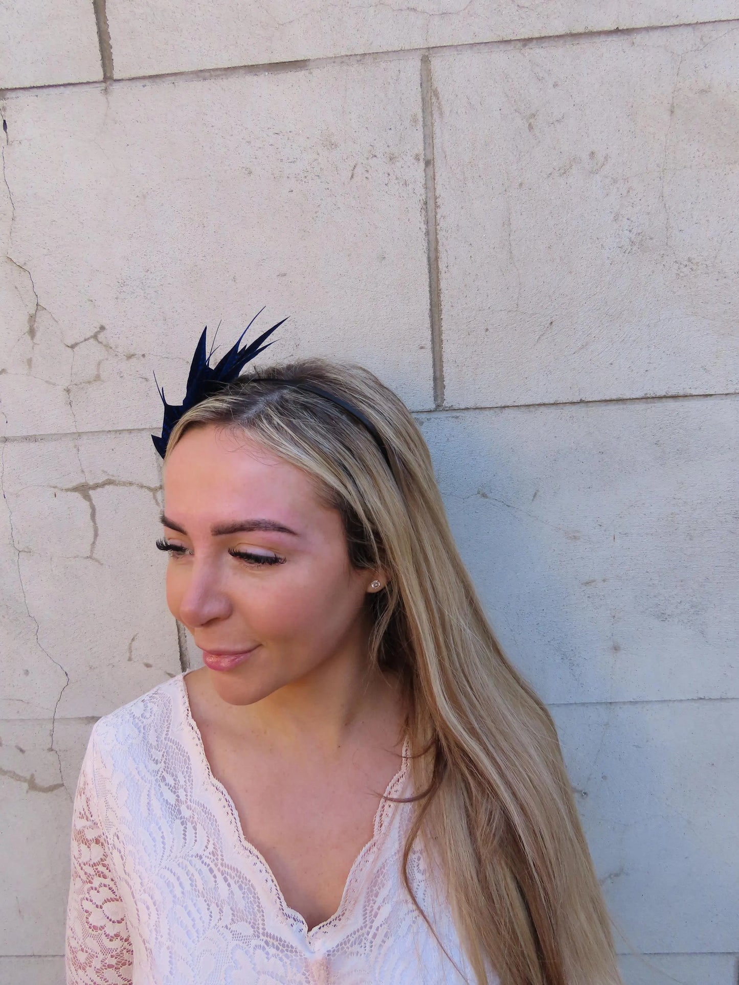 Royal Blue Spotted Feather Fascinator Headband