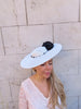 Black & Cream Pearl Rose Flower Hat