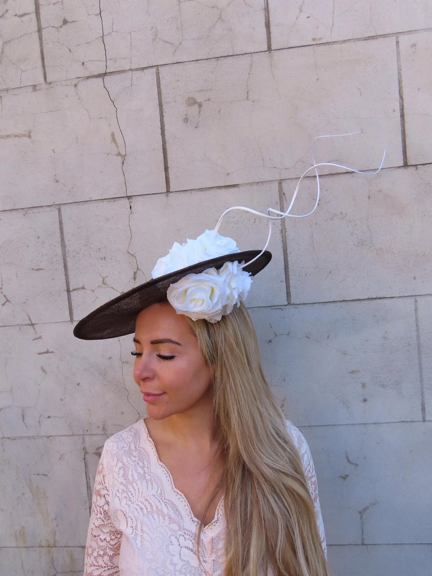 Dark Brown & Cream Boater Hat