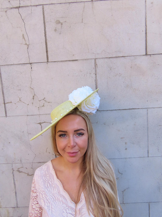 Lemon & Cream Pearl Boater
