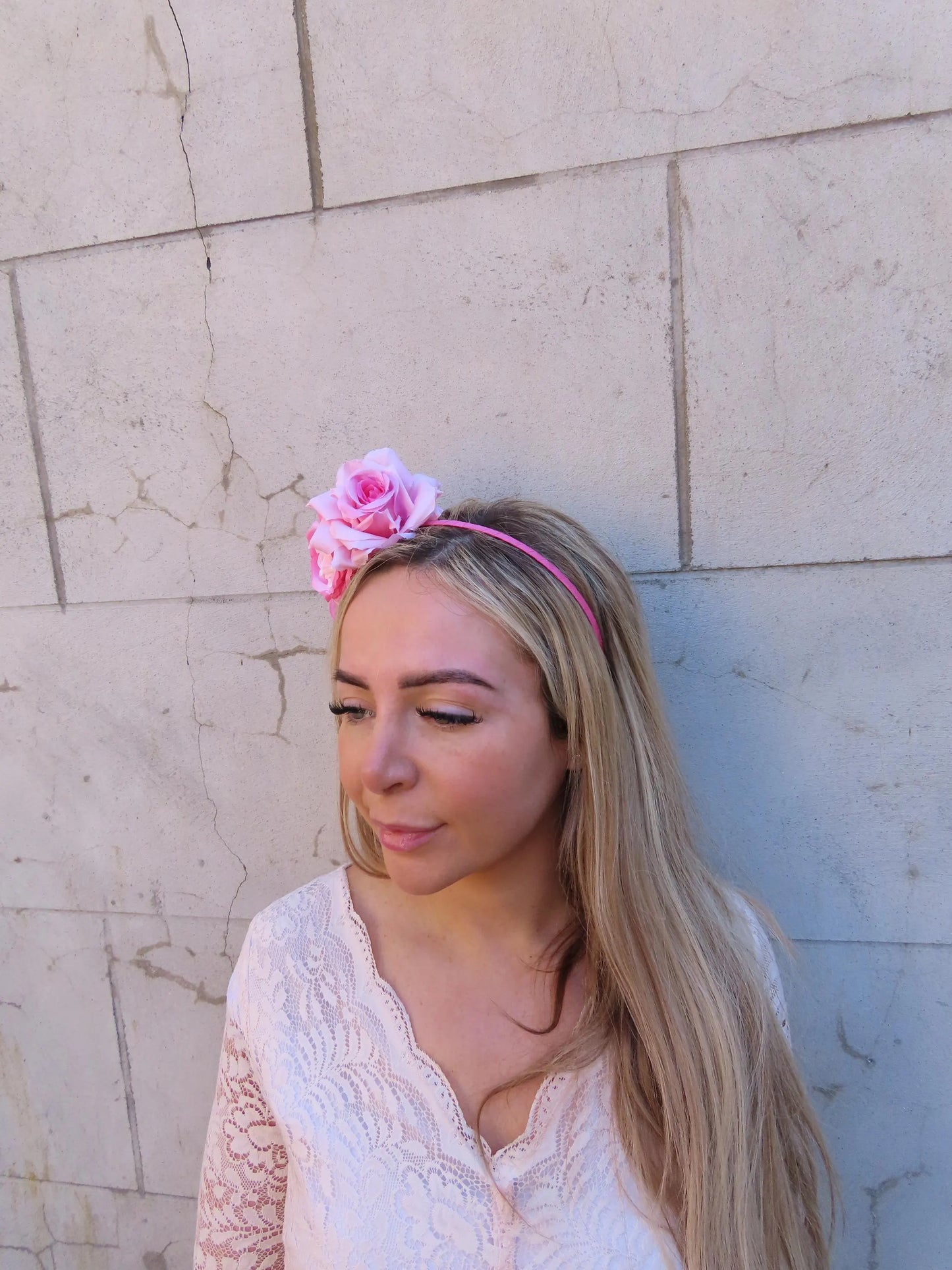 Pink Peony & Rose Flower Fascinator