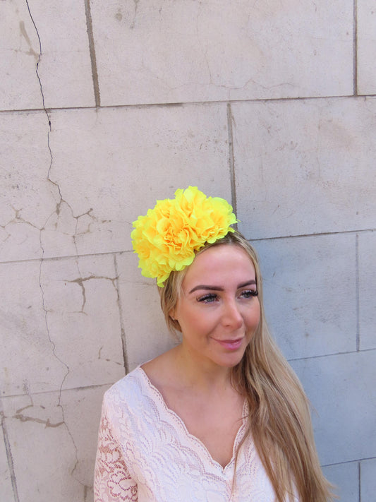 Yellow Peony Fascinator Headband