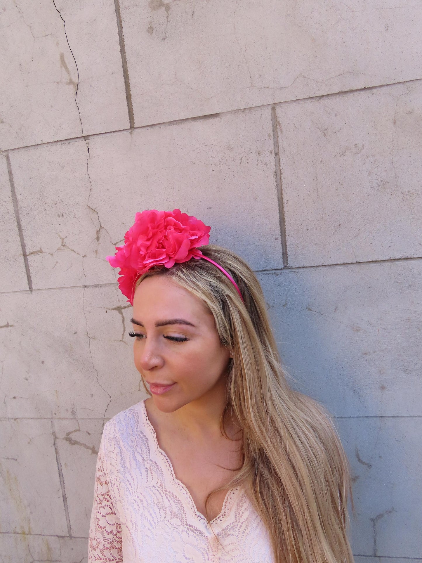 Fuchsia Peony Flower Fascinator