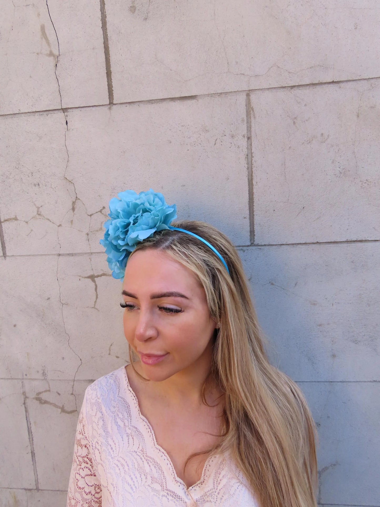 Turquoise Flower Peony Headband