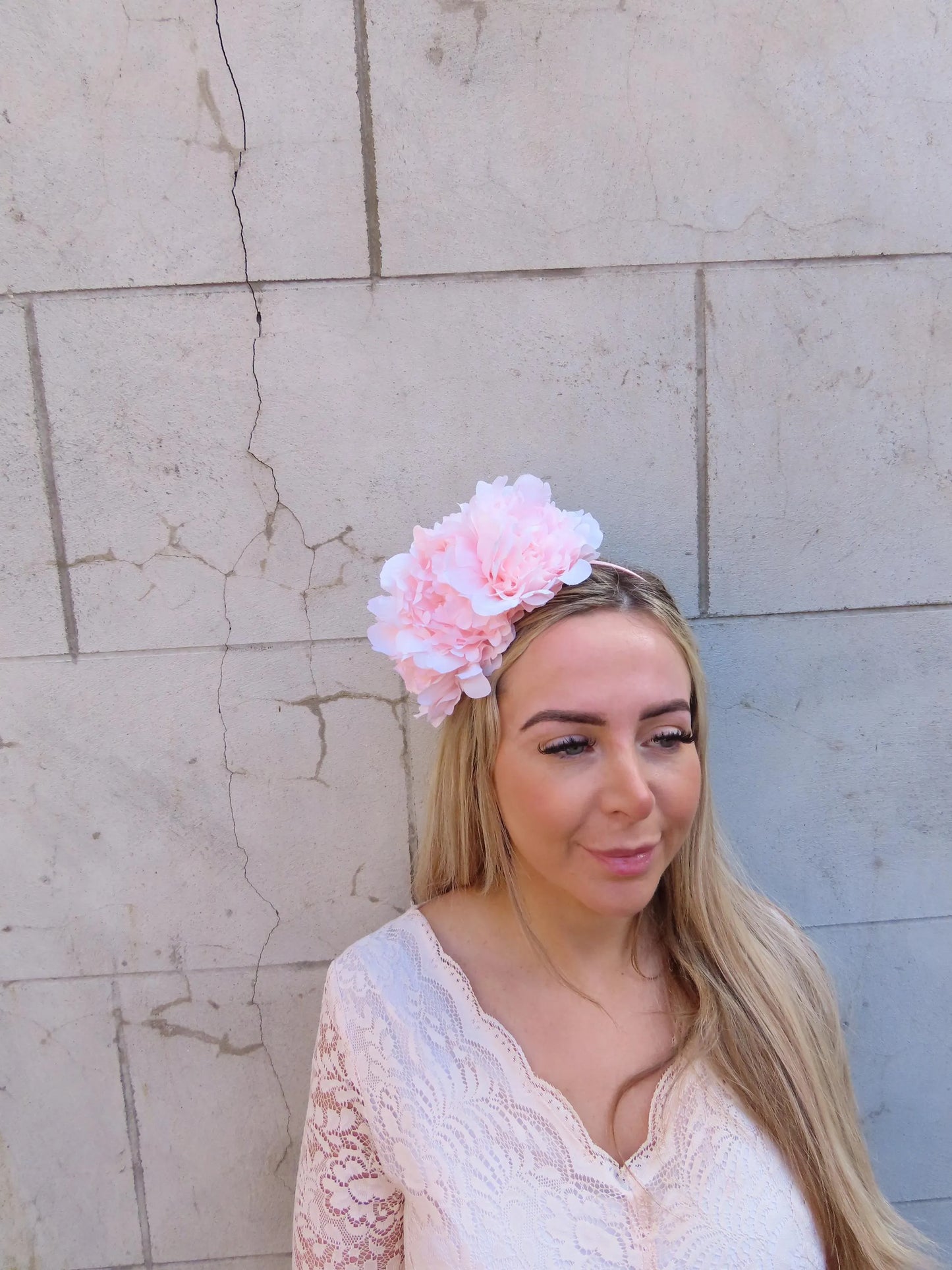 Large Blush Pink Peony Flower Headpiece