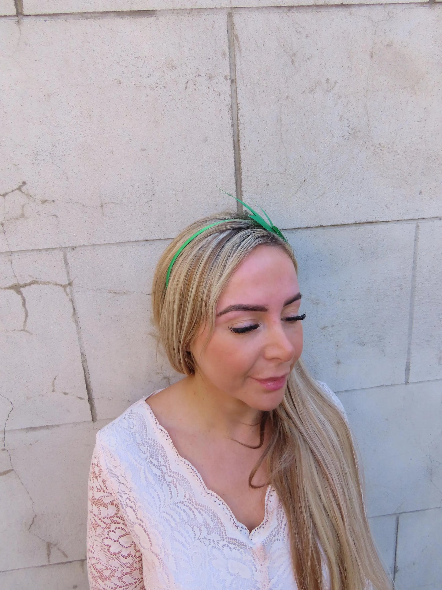 Emerald Green Thin Feather Headband