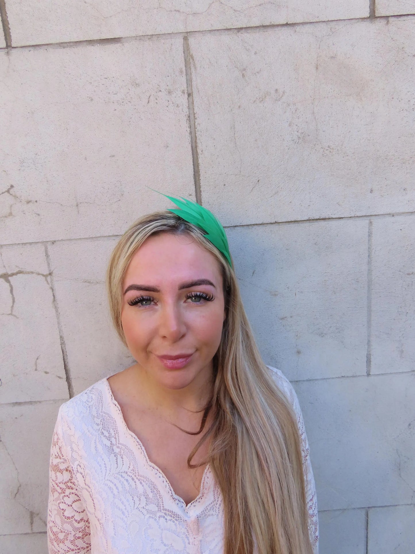 Emerald Green Thin Feather Headband