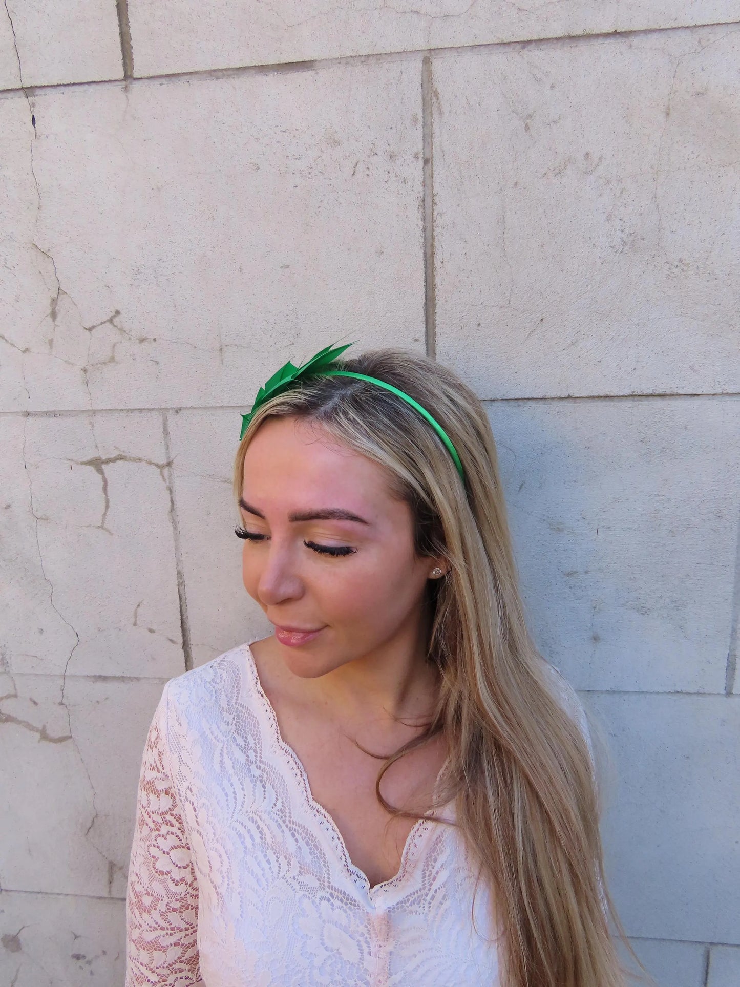 Emerald Green Thin Feather Headband