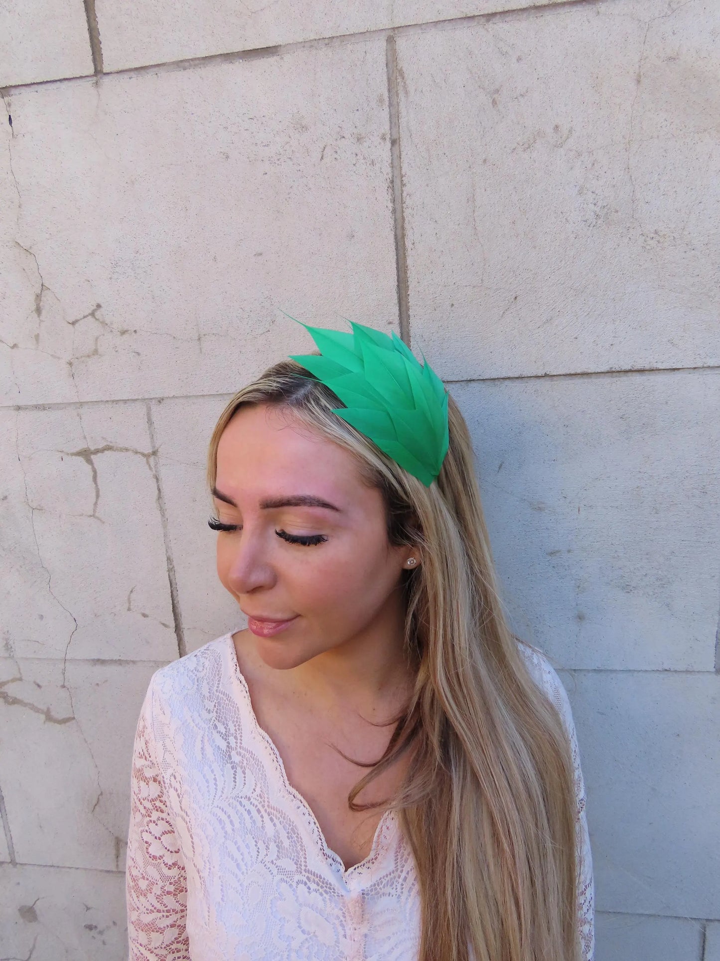 Emerald Green Thin Feather Headband