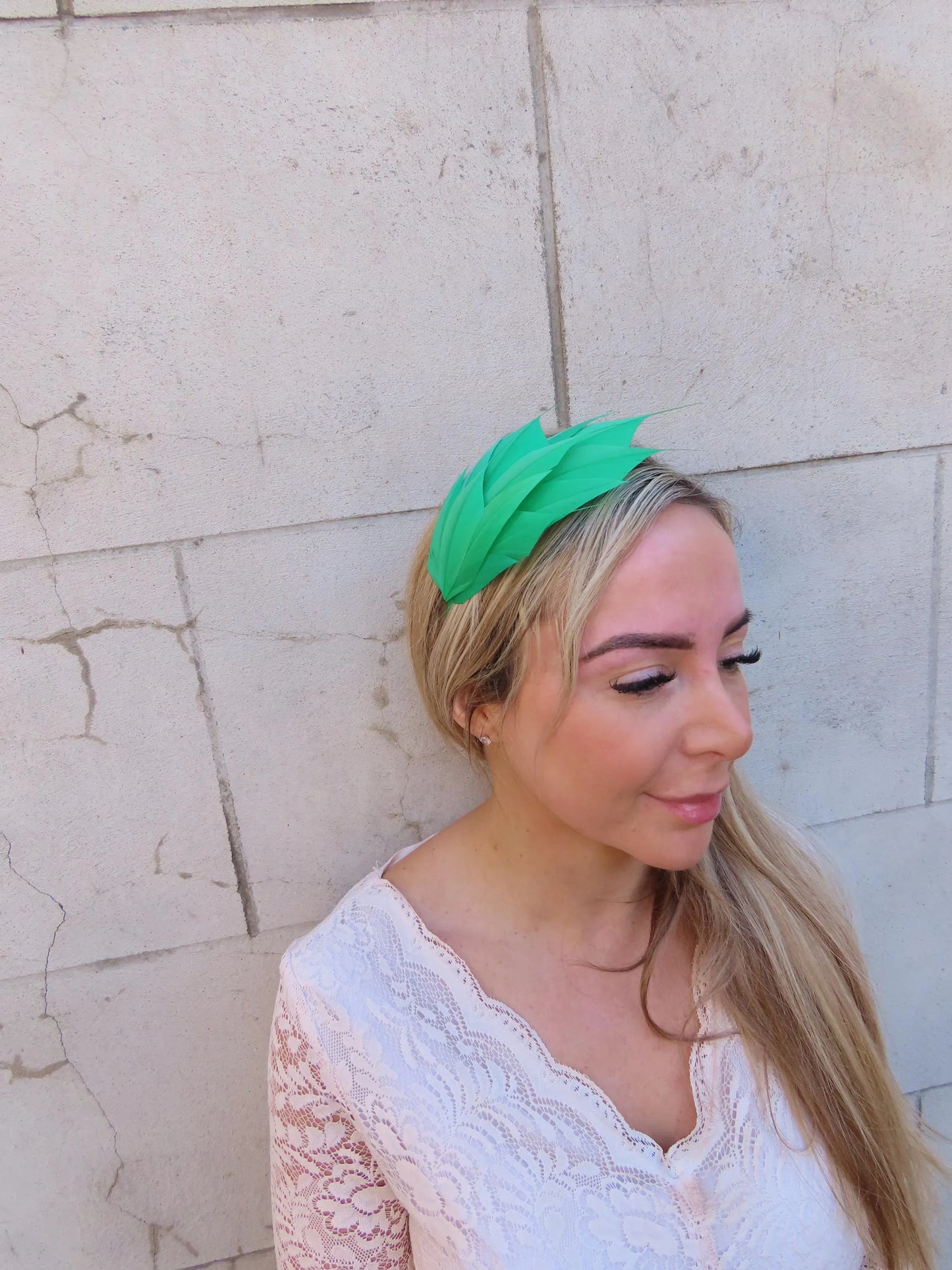 Emerald Green Thin Feather Headband