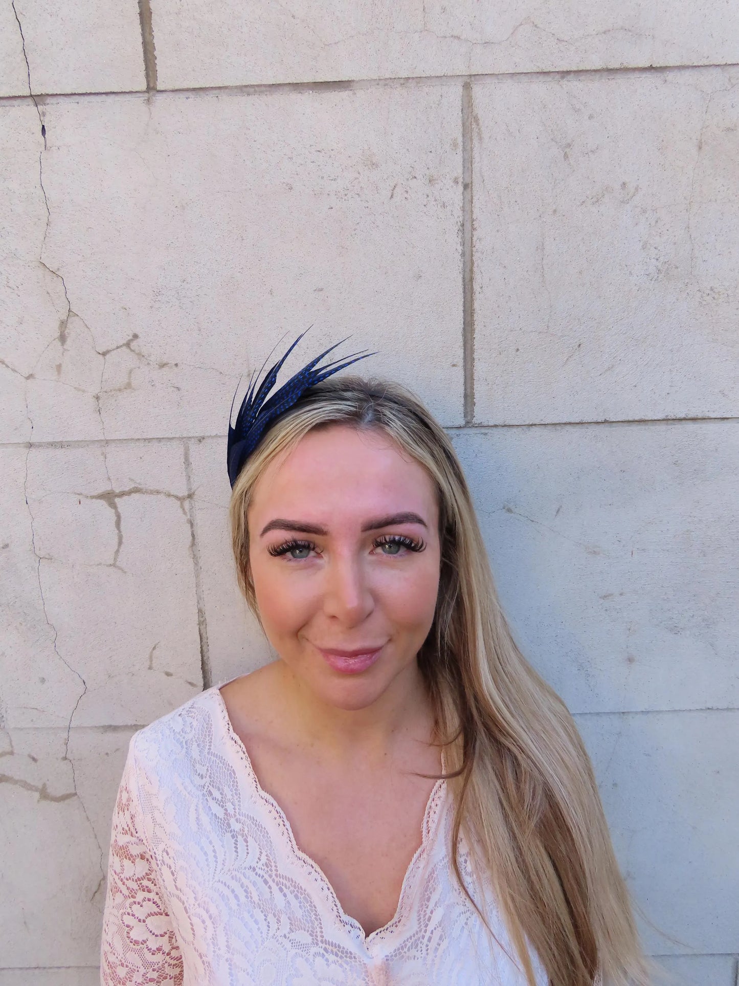 Royal Blue Spotted Feather Fascinator Headband