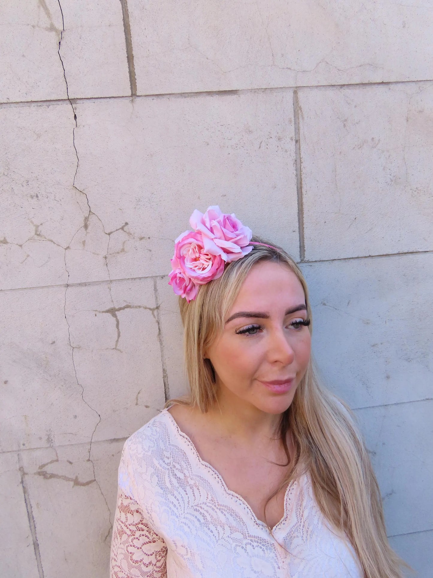 Pink Peony & Rose Flower Fascinator