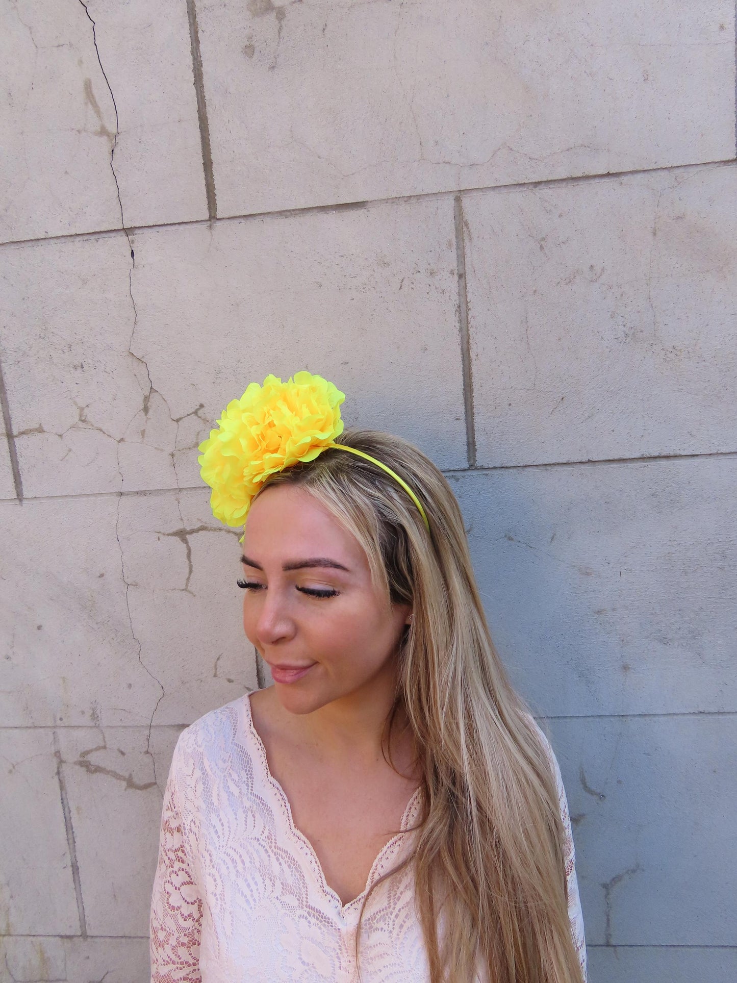 Yellow Peony Fascinator Headband