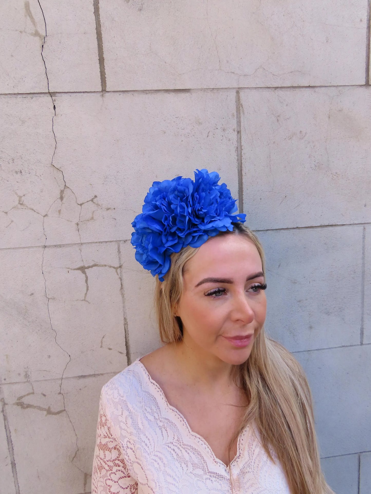 Royal Blue Peony Flower Headpiece