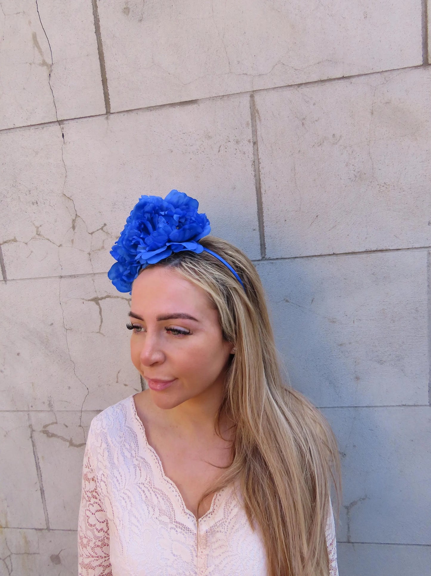 Royal Blue Peony Flower Headpiece