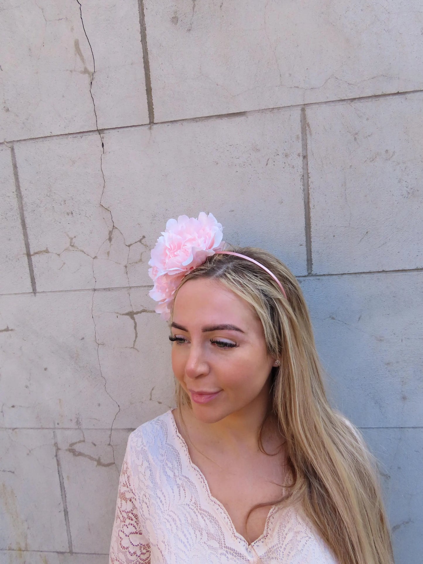 Large Blush Pink Peony Flower Headpiece