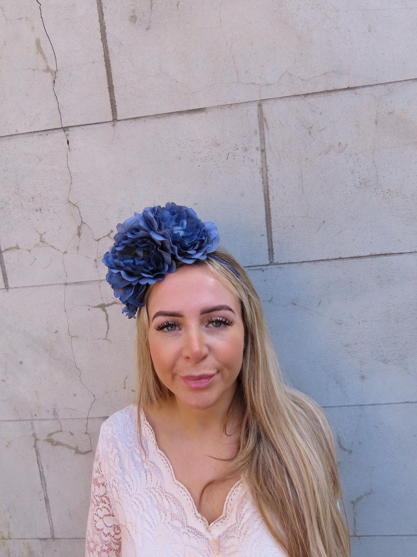 Large Navy Blue Peony Flower Fascinator