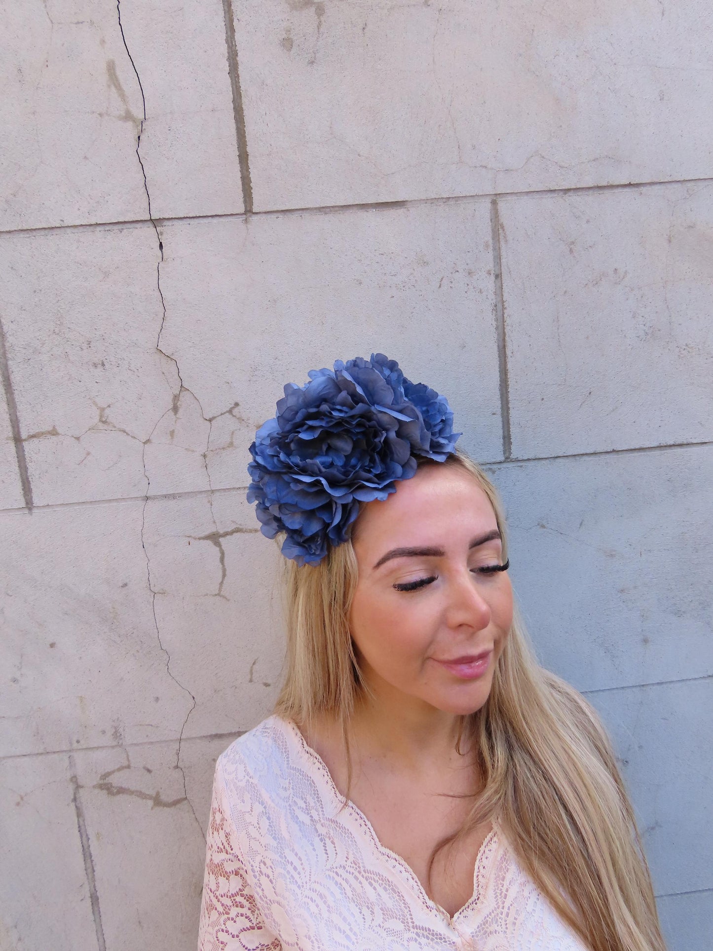 Large Navy Blue Peony Flower Fascinator