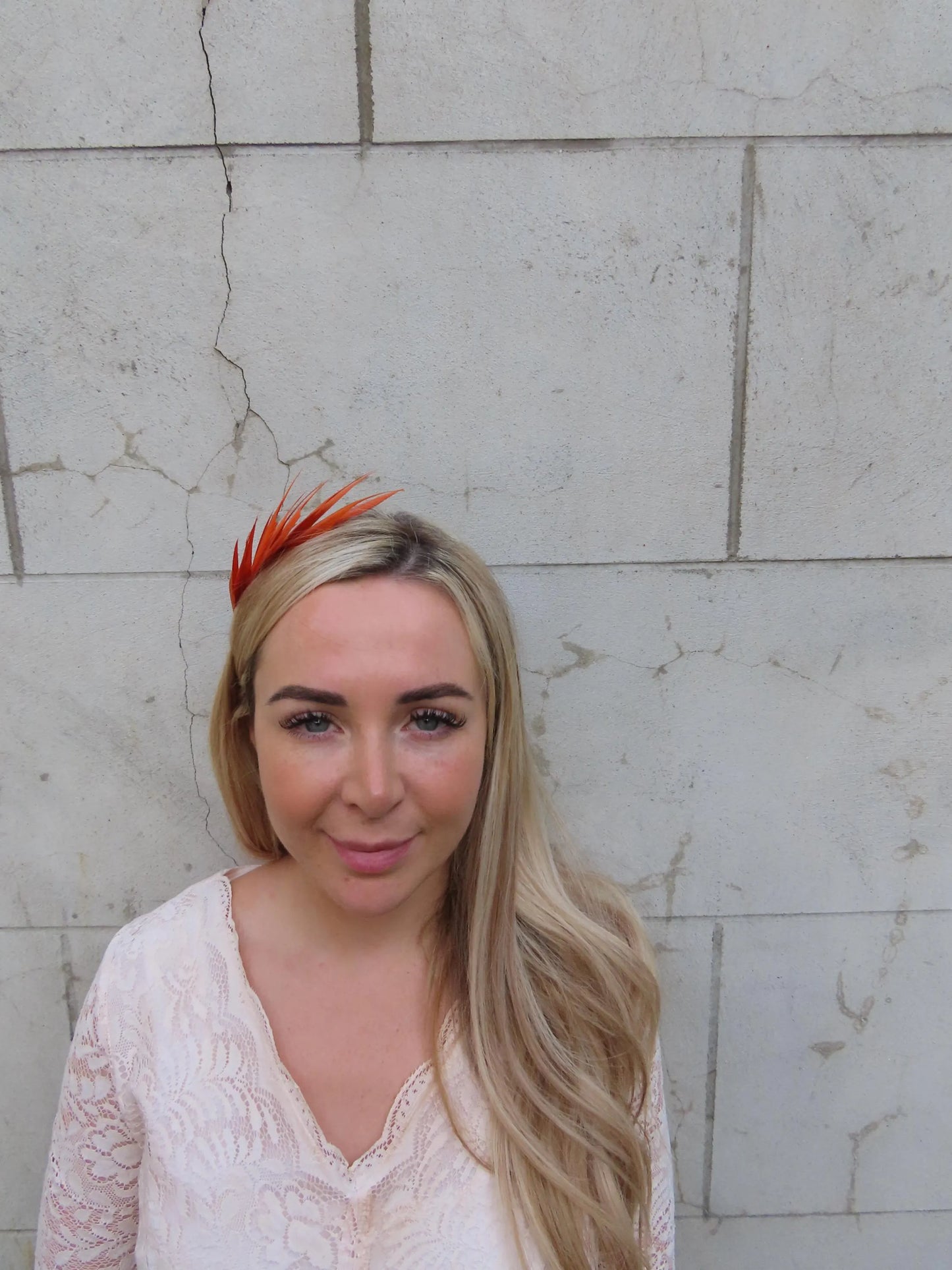 Rust Feather Fascinator Thin Headband Wedding Races