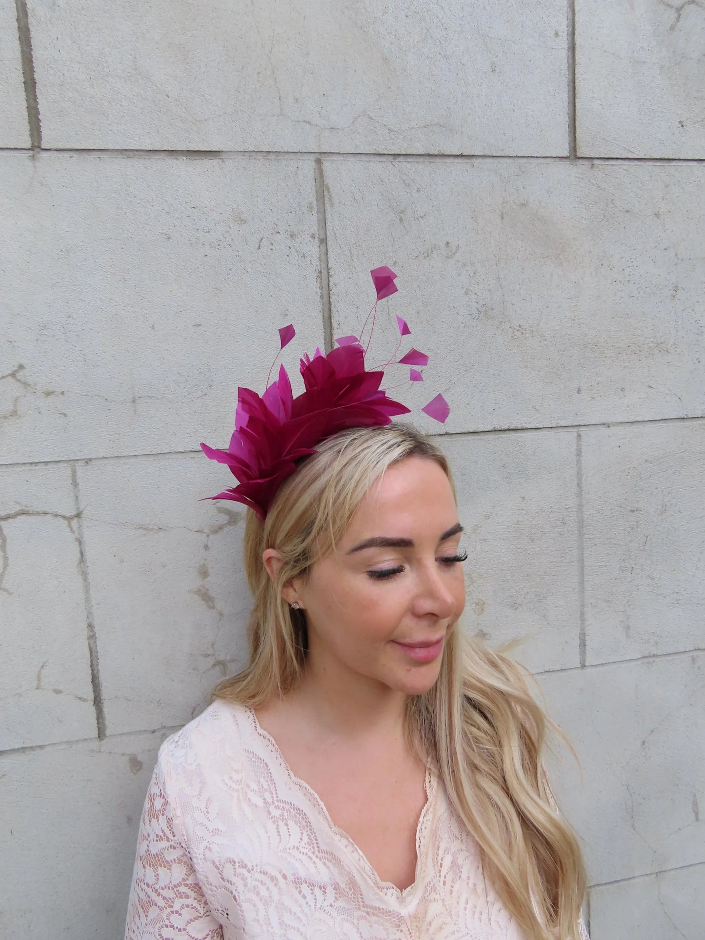 Cerise Pink Feather Fascinator