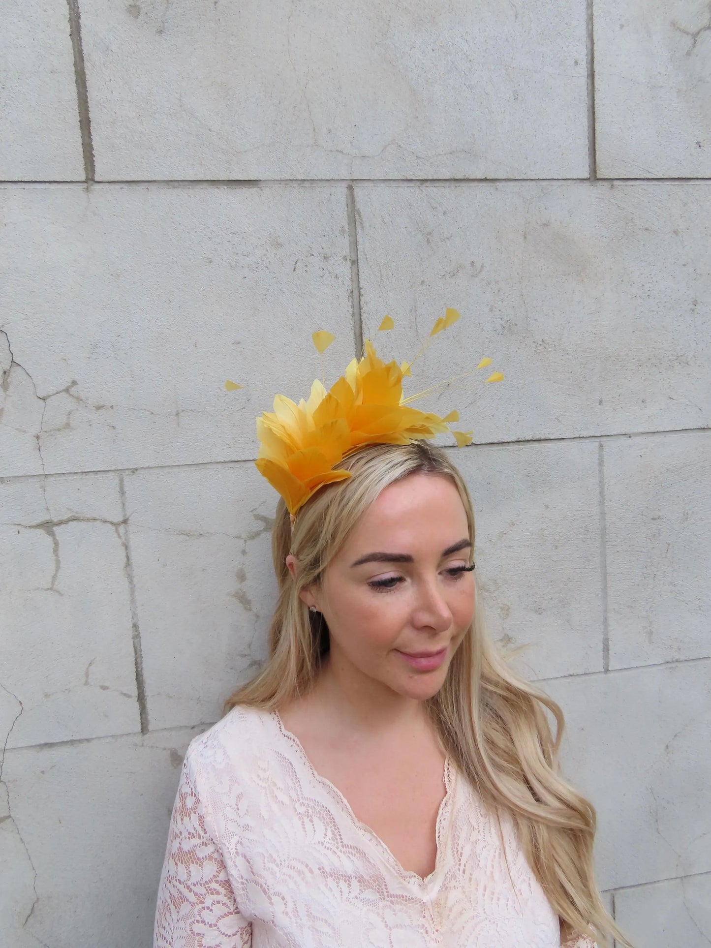 Mustard Yellow Feather Headpiece