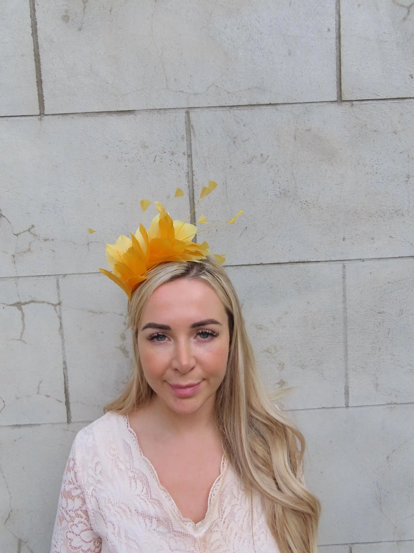 Mustard Yellow Feather Headpiece