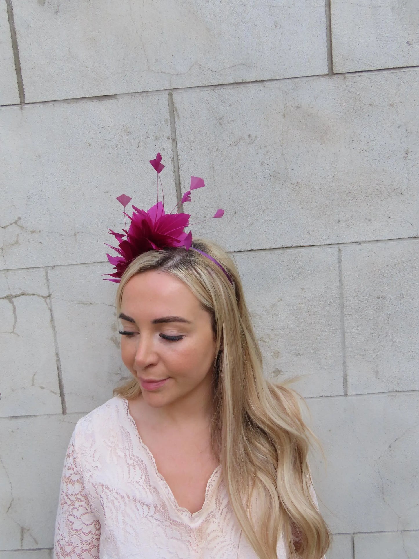 Cerise Pink Feather Fascinator
